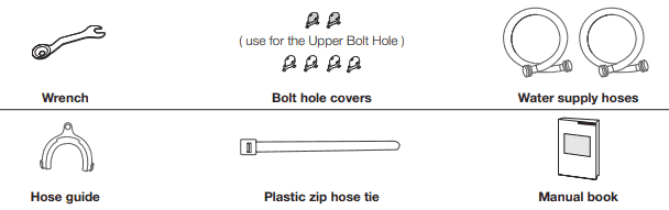 Samsung VRT Washer User Manual: Features, Setup, and Troubleshooting Guide 3 Samsung VRT Parts supplied for the setting up of washer