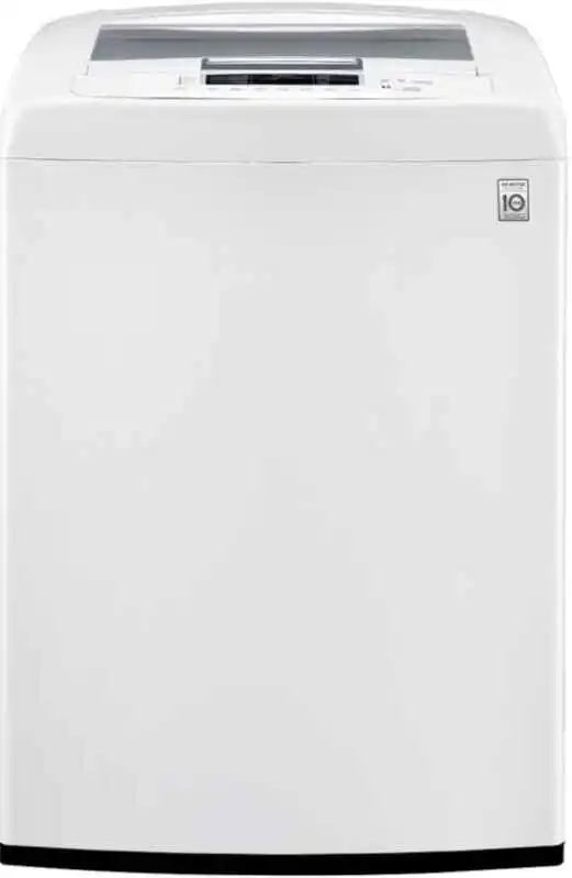 LG WT1101CW Washer Owner's Manual and Troubleshooting 1 Top view of LG WT1101CW high-efficiency top load washer with stainless steel drum and smart control panel.