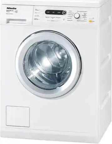 Miele W 5873 WPS Front-Load Washer Manual and Troubleshooting Guide 1 Miele W 5873 WPS front-load washer with digital display and modern design.
