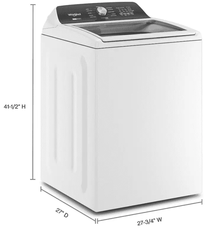Download Whirlpool WTW5057LW Top-Load Washer - User Manual 1 Whirlpool WTW5057LW top-load washer manual with dimensions diagram.