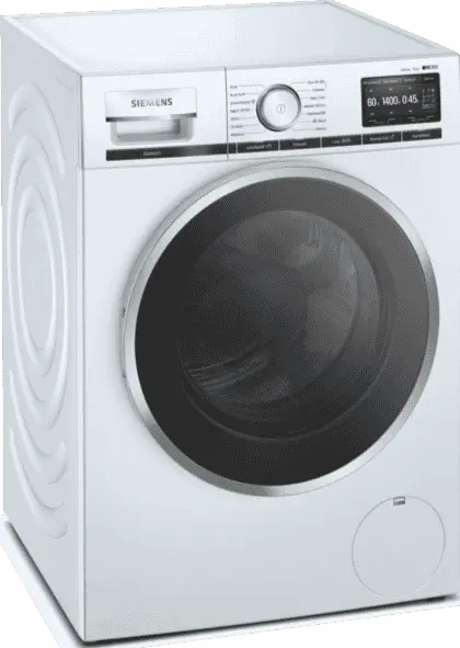 Siemens IQ700 Front-Load Washing Machine User Manual 1 Close-up view of Siemens IQ700 WM14XEH5GB control panel with touch buttons and LED display.