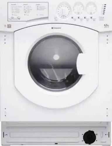 Hotpoint BHWD129 Washer-Dryer Manual: Specs & Maintenance 1 Hotpoint BHWD129 built-in washer dryer front load 6.5kg A-rated energy efficient laundry appliance white compact design.