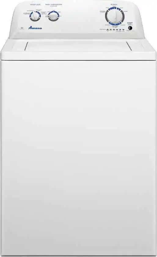 Amana NTW4516FW Top-Load Washer User Manual: Safety and Specifications 1 Amana NTW4516FW top-load washer with dual-action agitator and 3.5 cu. ft. porcelain tub, designed for energy-efficient, deep water cleaning in a classic white finish.